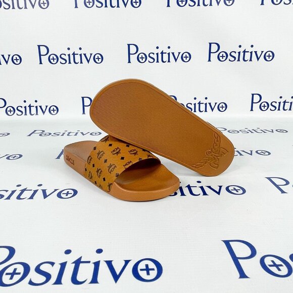 MCM Womens Cognac Monogram Print Rubber Slides US 7 EU 37 - Picture 6 of 7